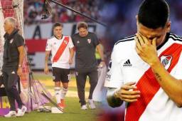 El colombiano Juanfer Quintero salió lesionado con el River Plate.
