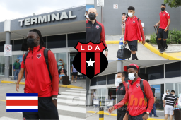 Los futbolistas de la Liga Deportiva Alajuelense no entraron en muchos detalles del partido tras aterrizar en San Pedro Sula.