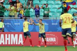Los colombianos celebran la victoria parcial ante Paraguay con tanto de Gustavo Cuéllar.