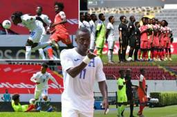 La selección de Honduras ha debutado con pie derecho en el torneo Preolímpico de Concacaf al golear a Haití 3-0 en un partido que quedó marcado porque los caribeños se presentaron al juego únicamente con 10 futbolistas , los haitianos no llegaron a tiempo a Guadalajara para practicarse las pruebas Covid-19 en el tiempo debido. Un defensor jugó 22 minutos como portero. Fotos: Agencia IMAGO, EFE Y AFP