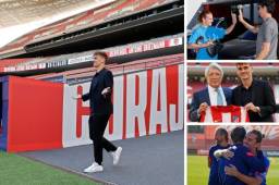 Griezmann fue presentado hoy de manera oficial por el Atlético de Madrid, sorprendió con su look y entrenó ya con el equipo.