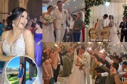 Vestidos de blanco y con muchos lujos, Ángel Tejeda y la hermosa Andrea Núñez se casaron el viernes anterior. Tejeda, actual delantero de Olancho FC, ha ganado tres títulos de la Liga Nacional.