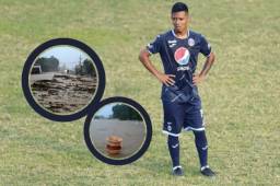 Bayron Méndez fue uno de los afectados por las lluvias que dejó la tormenta Eta. Duro momento para el jugador.