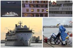 Te mostramos el Greg Mortimer, crucero australiano con más de 100 casos de coronavirus a bordo que atracó este viernes en el puerto de Montevideo para iniciar la evacuación de pasajeros.