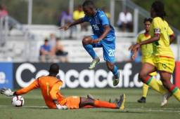 El delantero del Marathón, Jeffry Miranda, en acción durante el encuentro contra Guyana en el Premundial de Bradenton. Foto cortesía Concacaf