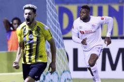 Delis Vargas y Yustin Arboleda, dos de los grandes protagonistas de este clásico Real España - Olimpia.