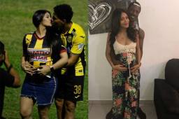 Benavídez y Vuelto posando con la futura madre de sus hijos.