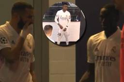 Un video de Telefoot muestra la supuesta rajada de Benzema contra Vínicius antes de iniciar el segundo tiempo.