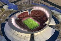 Esta es una maqueta del estadio de Lusail que será el que albergue el partido final del mundial de 2022.