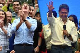 El presentador de televisión, Salvador Nasralla, supera a Juan Orlando Hernández en el único conteo que ha revelado el Tribunal Supremo Electoral. Fotos AFP