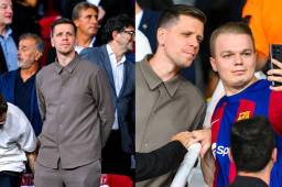 El nuevo fichaje del Barcelona, presente en el estadio Olímpico de Montjuic.