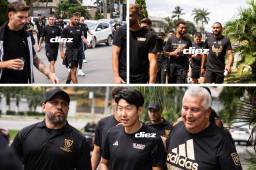 Los jugadores de Los Ángeles FC sorprendieron y hasta pararon el tráfico en las calles de San Pedro Sula previo al partido de Champions Cup. FOTOS: Mauricio Ayala.