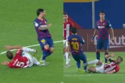 Jugada del pisotón de Lionel Messi ante el defensor de Bilbao.