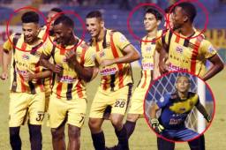 Los jovencitos del Real España, Selvin Guevara, Darixon Vuelto, Daniel Quiróz, Patrick Palacios y Jordy Castro. El DT Tato García le está cambiando la cara.