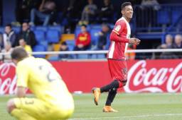 Choco Lozano celebrando su anotación que le dio el triunfo al Girona sobre el Villarreal.