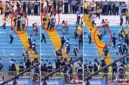 Salvaje: Cobarde aficionado lanza brutal patada por la espalda a una policía que fue hospitalizada