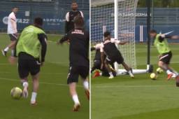 Messi jugó en el mismo equipo de Neymar durante el colectivo y anotó un par de goles.