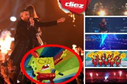 Marron 5 y su banda dieron un completo espectáculo en el medio tiempo del gran partido en Atlanta. El cantante se robó el show con sus mejores canciones.