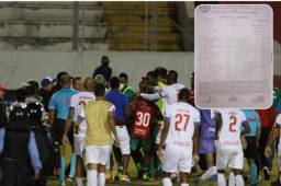 El informe arbitral no revela detalles mayores del zafarrancho entre los jugadores del Olimpia y Marathón y pide a la Liga Nacional y Comisión de Disciplina que procedan en base a ley.