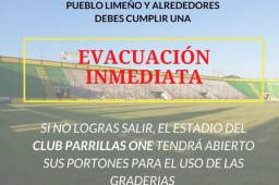 El Parrillas One albergará en su estadio a los habitantes de La Lima que no puedan evacuar.