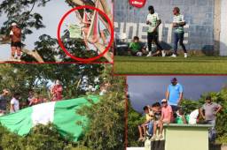 Se juega la semifinal de la Liga de Ascenso de Honduras entre el San Juan y Atlético Pinares, dos legionarios entre los espectadores. Fotos Moisés Valenzuela.