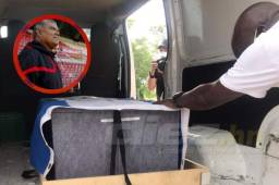 Los restos de Roberto Macho Figueroa serán sepultados este lunes en La Ceiba. Gilberto Yearwood fue uno de los más consternados en su llegada.