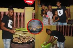 El futbolista Arnaldo Urbina puso un negocio de venta de chuletas en su comunidad para sobrevivir junto a su familia durante la pandemia. Fotos: DIEZ