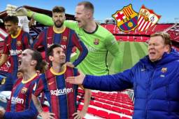 Barcelona busca este sábado una victoria de visita ante el Sevilla para no dejar escapar la única posibilidad que queda de ganar la liga española. La alineación que enviaría Koeman.