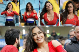 La hermosa modelo paraguaya fiel a su estilo apoyó a su selección durante el partido contra Brasil de la Copa América 2019.