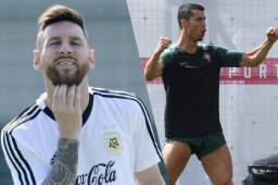 Leo Messi busca llevar a Argentina a cuartos pero tiene que vencer a Francia, mientras que Cristiano con Portugal va por vencer a Uruguay. Fotos AFP