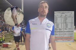 César Basigaluz, preparador físico de Olancho FC, fue agredido en el estadio Marcelo Tinoco.