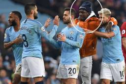 Benjamin Mendy por poco es sacado por la seguridad del estadio tras el City-Liverpool.