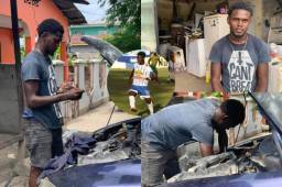 Óscar Suazo en sus labores diarios en el taller de refrigeración ubicado en la colonia Pizzati de La Ceiba.