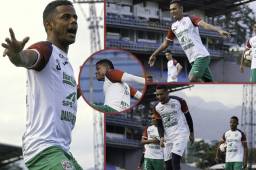 El Marathón realizó su entrenamiento en el Morazán para cerrar la semana de la mejor manera y tuvieron tiempo de practicar remates al marco y festejar cómo celebrarían en el caso de anotarle a Real España.