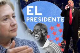 Boniek García y la foto que posteó el Houston Dynamo. Aquí en montaje con Hillary Clinton y Donald Trump.