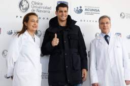 Morata luego de concluir el reconocimiento médico con el Atlético de Madrid.