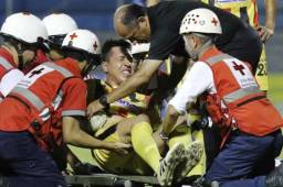 Domingo Zalazar cuando sufrió la grave lesión en sus costillas.