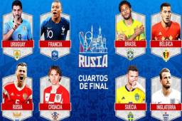 Los cuartos de final del Mundial de Rusia 2018 se juegan el viernes 6 y sábado 7 de junio.