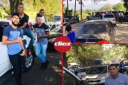 Darixon Vuelto, Foslyn Grant y Kenneth Hernández aprovecharon para fotografiarse mientras esperaban el paso de los vehículos.