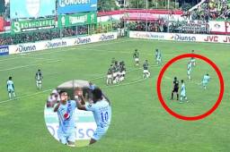 Juan Delgado marcó de tiro libre en el estadio Yankel Rosenthal de San Pedro Sula.