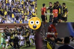 El derbi sampedrano entre Real España y Marathón estuvo bastante bravo, tanto así que entre los mismos aficionados del aurinegro se fueron a trompadas.