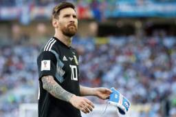 Messi durante la eliminación de Argentina en la Copa del Mundo disputada en Rusia 2018.