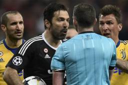 Buffon se fue expulsado por reclamos al árbitro tras un penal pitado en el últimos minuto de la vuelta de cuartos en el Bernabéu. Foto AFP