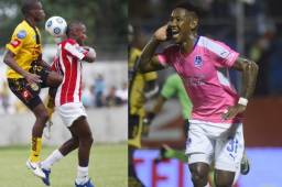 El delantero Romell Quioto en su debut con el Vida en 2010 con 18 años y en el presente campeonato con el Olimpia donde es uno de los referentes del club.
