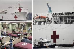 Un buque hospital militar de 1.000 camas, el 'USNS Comfort', arribó este lunes al puerto de Nueva York para ayudar a aliviar los hospitales de la ciudad, saturados por la permanente afluencia de pacientes con coronavirus, constató la AFP.