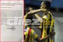 Este es el documento del Real España entregado el 4 de agosto al TNAF donde se envió el cheque para que pueda ser entregado a Javier Portillo.