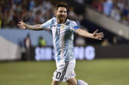 Messi celebrando con la Selección de Argentina.