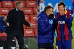 Koeman se molestó con Mingueza por no decidir a tiempo si podía continuar en el partido.