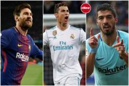 Messi y Suárez lideran la tabla de goleo mientras que Cristiano es séptimo.