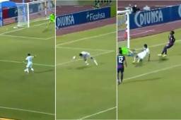 Bryan Moya anotó el primer gol de Honduras con el está venciendo 1-0 a Los Estados Unidos en el estadio Olímpico.